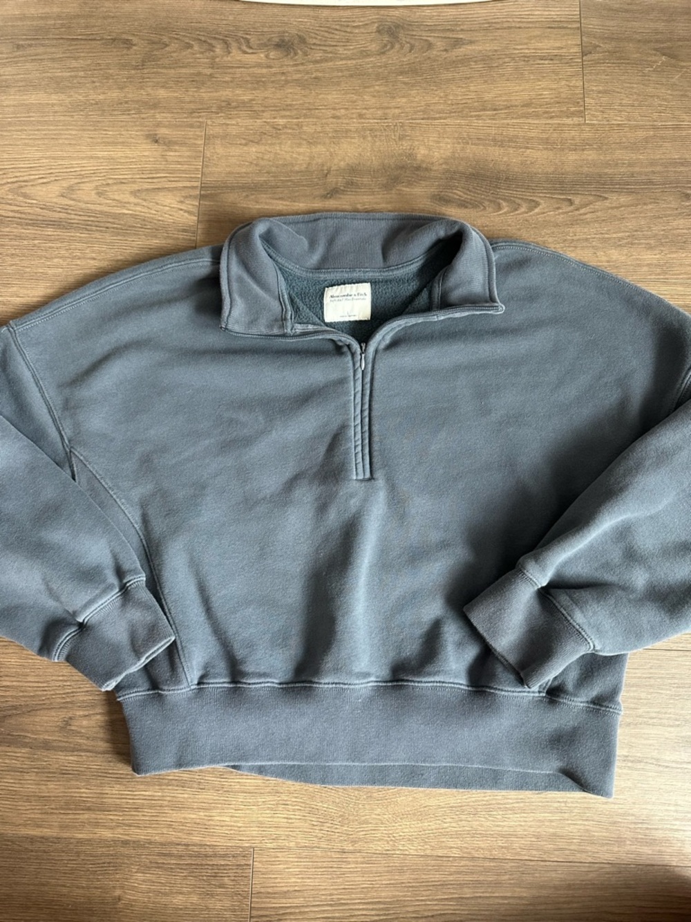 Abercrombie & Fitch Women's Quarter-Zip Pullover Sweatshirt - Blueish-Gray